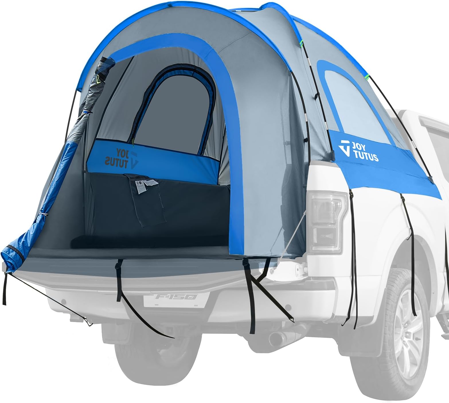 JOYTUTUS Truck Tent, Portable Truck Bed Tent with Rainfly, Truck Tent for 6.0'-6.3' with Fiberglass Pole, Waterproof PU2000mm Double Layer for 2 Person - Blue
