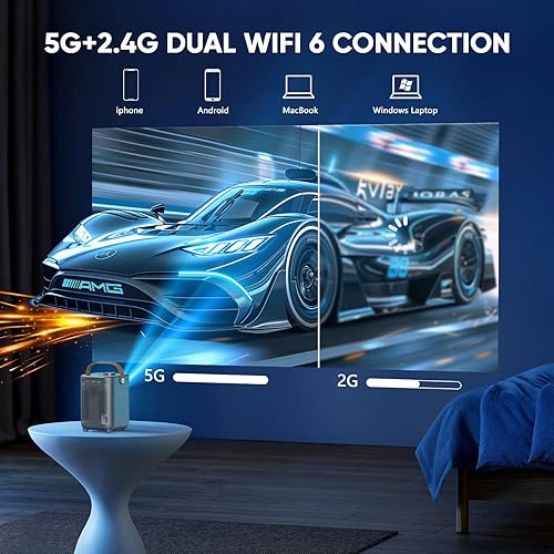 Miniatura 5 de Enfoque eléctrico y llave automáticaProyector portátil TMY con WiFi y Bluetooth, proyector de 1080P con zoom, proyector de películas para