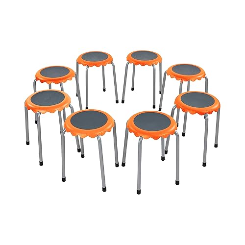 Miniatura 11 de ECR4Kids Daisy - Juego de taburetes apilables, asientos flexibles, color naranja, 8 piezas