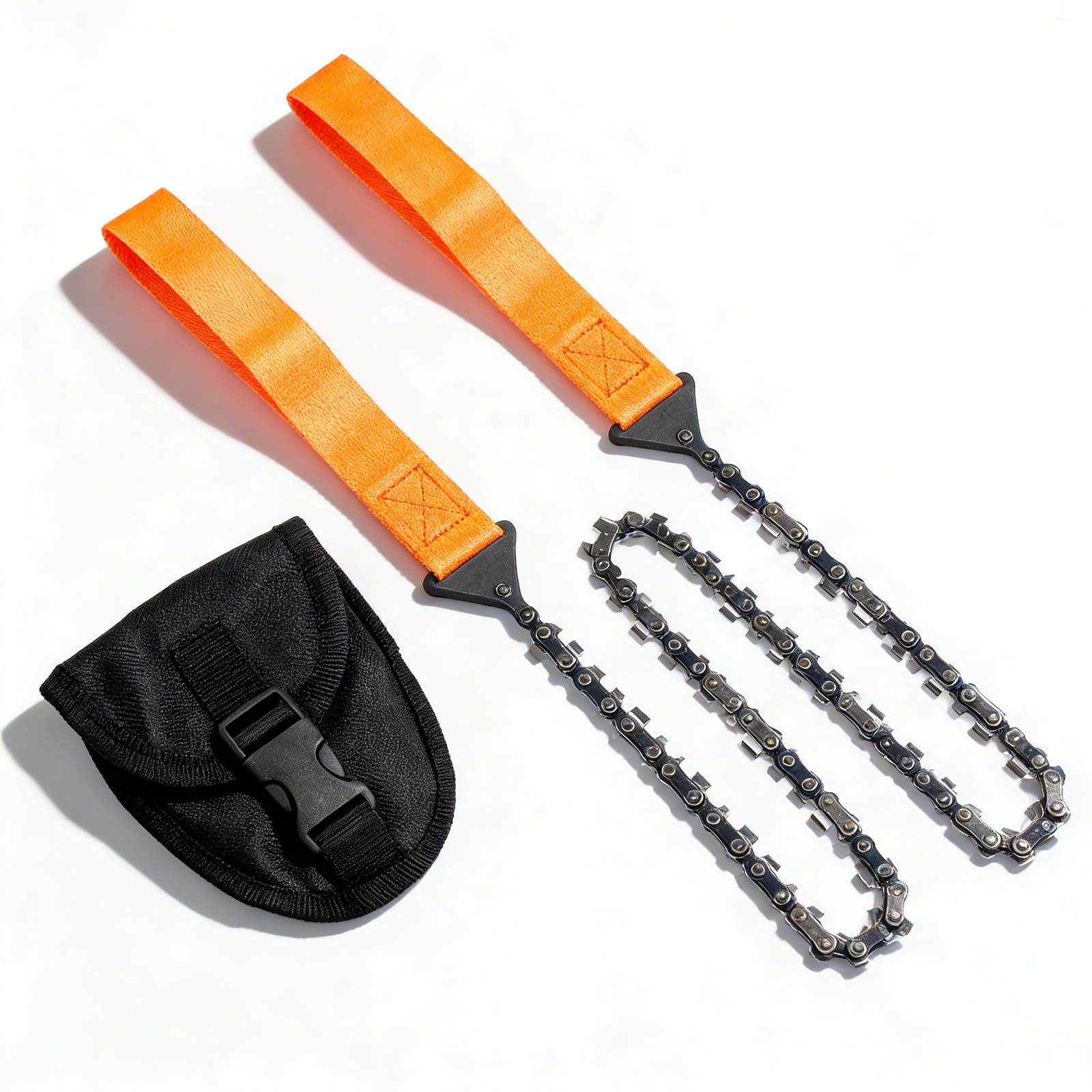 Pocket Chainsaw with Hand Rope, 24" Folding Saw, Tool for Camping, Hiking and Outdoor, Portable Wire Hand Saw for Wood Processing (Orange)