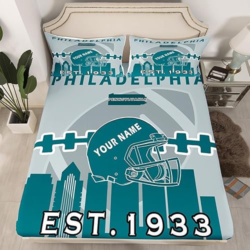 Miniatura 8 de Erosebridal Juego de sábanas de fútbol con nombre personalizado, juego de sábanas para fanáticos del fútbol deportivo, sábanas del equipo de fútbol,