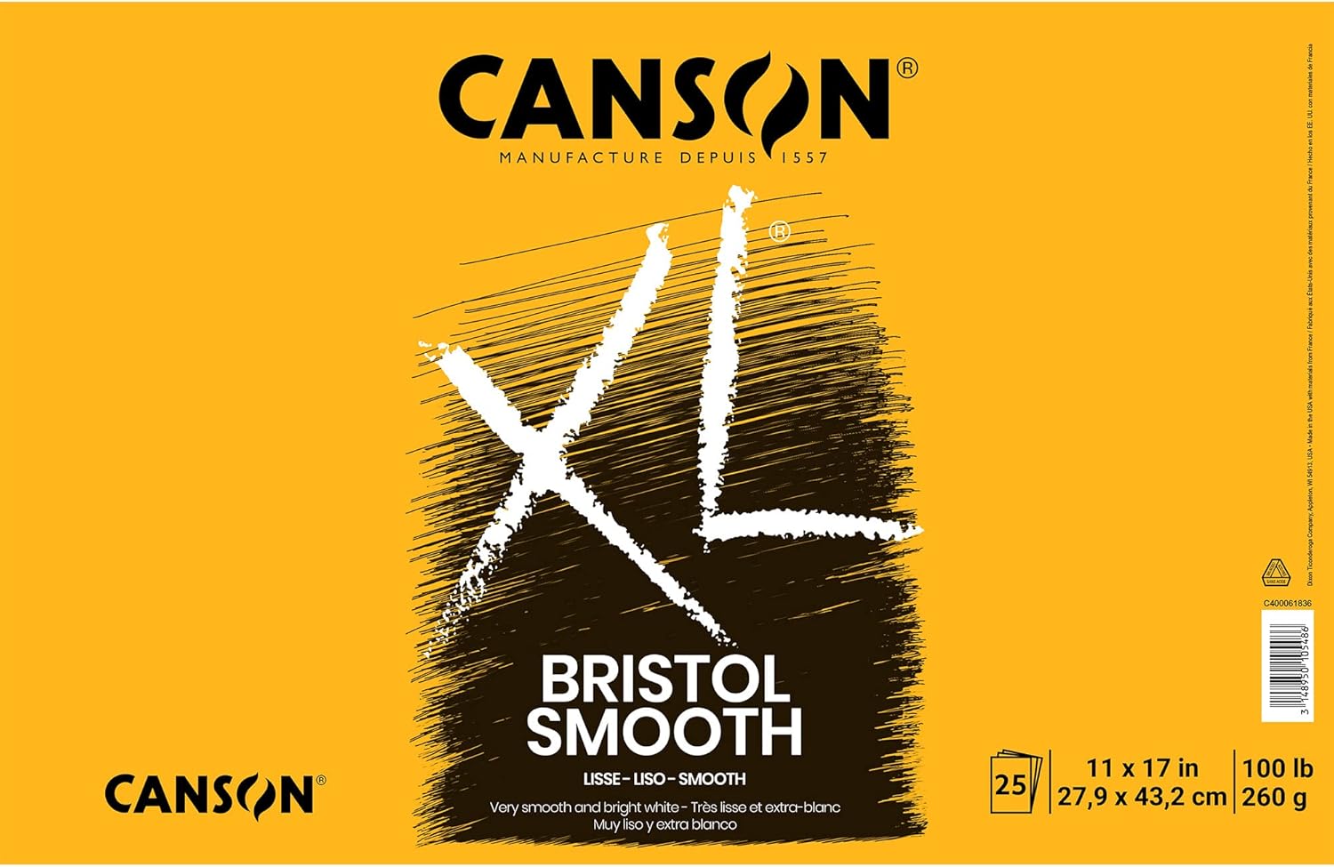 Canson XL Series Bristol Pad, Heavyweight Paper for Ink