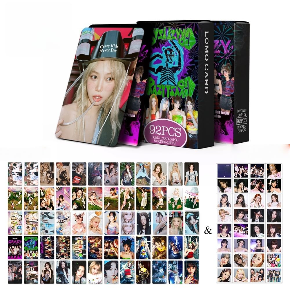 MXP LE-SSERAFIM 60 Pcs Photocards +32 Pcs Sticker 92pcs Laser Postcards 'FEARNOT' CHAEWON YUNJIN EUNCHAE Photo Cards(Crazy)