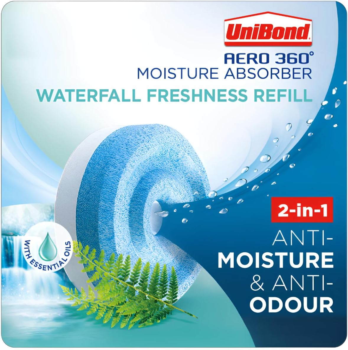 UniBond AERO 360° Moisture Absorber Waterfall Freshness Refill Tab