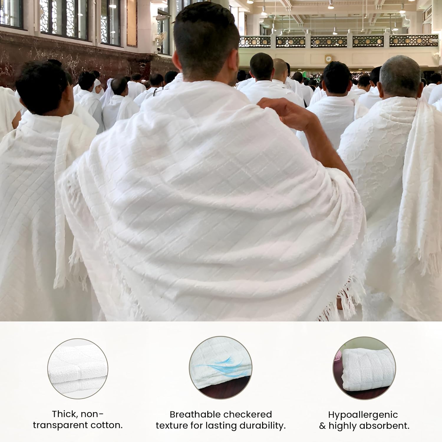 Premium Microfiber Ihram and Ihram Belt with Accessories for Hajj and Umrah Essentials