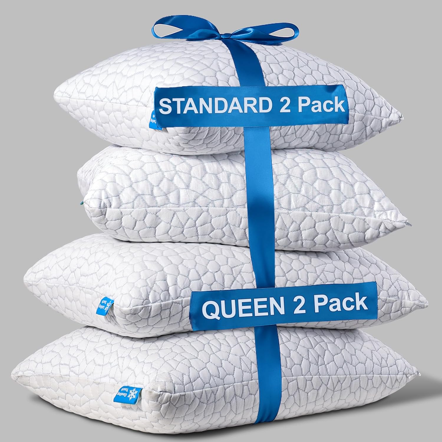 QUTOOL® Cooling Pillows for Sleeping Memory Foam Pillows Queen Size Set of 2 and Standard Size Set of 2