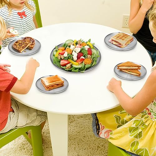 Miniatura 6 de 4 platos de acero inoxidable, plato de metal 304 (188) de 7.8 pulgadas, plato reutilizable para servir alimentos, platos redondos inastillables,
