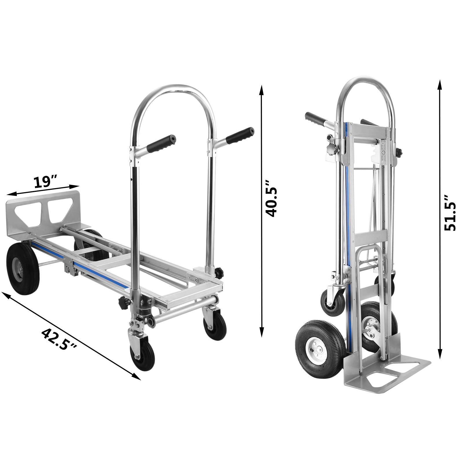 Buy VEVOR 3 in 1 Aluminum Hand Truck Folding Sack Barrows 350Kg Heavy Duty Sack Truck Utility