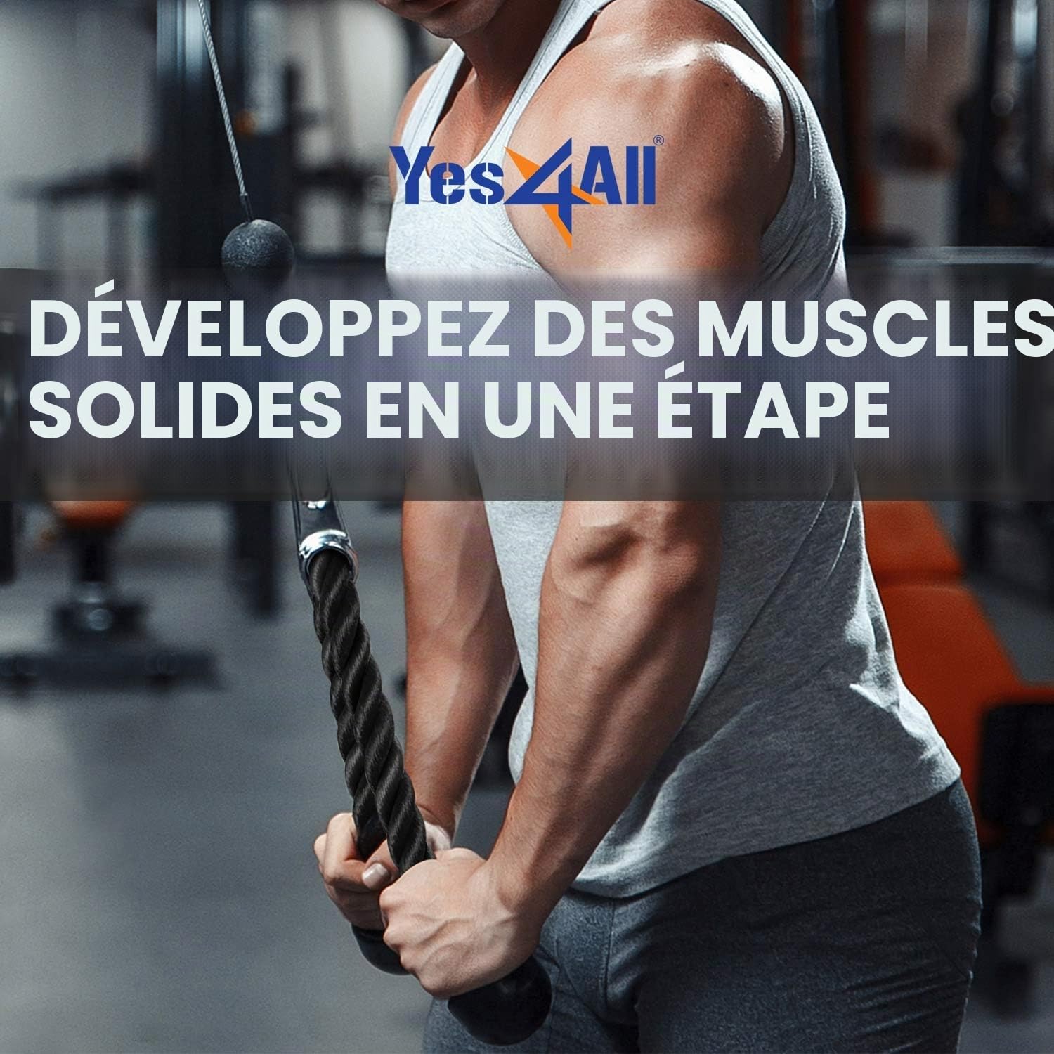 Yes4All 68,6 et 91,4 cm corde triceps avec 4 couleurs, corde musculation fitness, accessoires de musculation, sport accessoires entrainement, poignee tirage