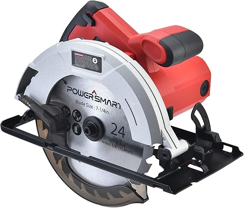 Vista 9 de Sierra mini circular inalámbrica PowerSmart de 20 V y 4-1/2 pulgadas con batería de 4.0 Ah y cargador rápido, 4 cuchillas ideales para cortes