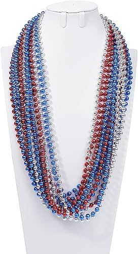 Miniatura 4 de YAXINRUI 15 collares patrióticos del 4 de julio, accesorios del 4 de julio, collares del día de la independencia de 33 pulgadas, cuentas del 4 de