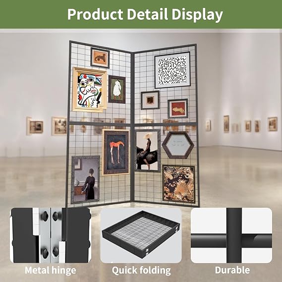 Foldable Gridwall Display Panel - 2 Pack of 2x5 Ft Heavy Duty Z Unit Wire Grid Wall Panels for Retail Store, Trade Show, Pop Up Shop, Versatile Merchandiser Display