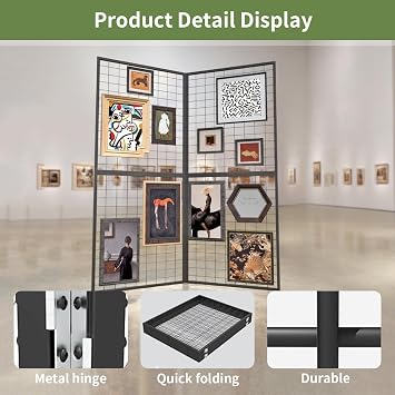Foldable Gridwall Display Panel - 2 Pack of 2x5 Ft Heavy Duty Z Unit Wire Grid Wall Panels for Retail Store, Trade Show, Pop Up Shop, Versatile Merchandiser Display