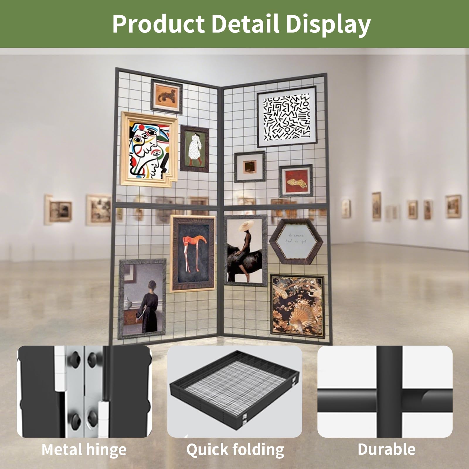 Faltbare Gitterwand-Präsentationstafel – 2 Stück 60 x 152 cm robuste Z-Einheit Drahtgitter-Wandpaneele für Einzelhandel, Messen, Pop-Up-Shop, vielseitiges Merchandiser-Display