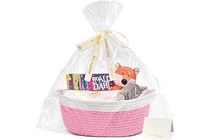 CHICVITA Pink Basket for Gifts | Empty Small Woven Basket for Storage