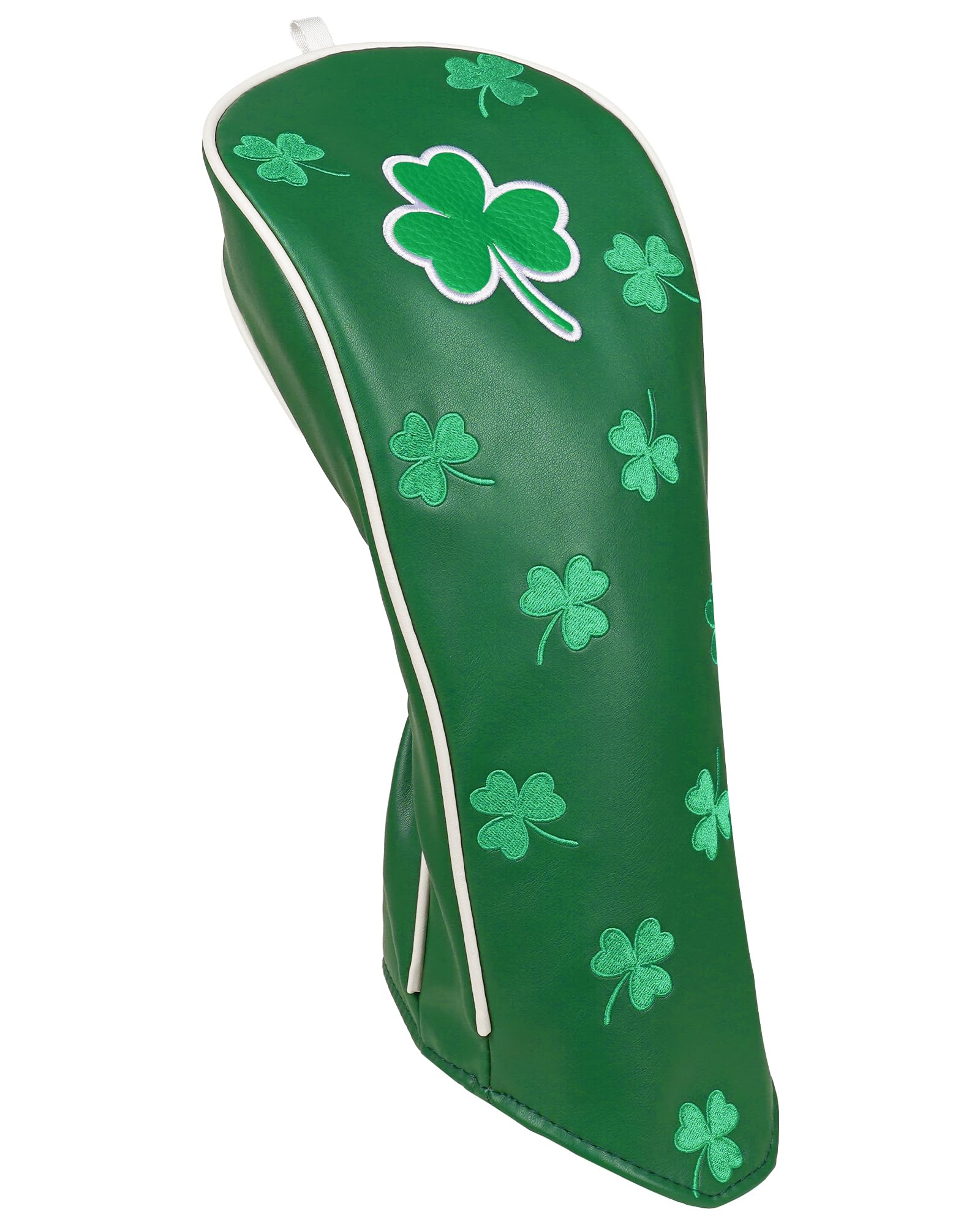 Golf Driver Club Head covers for 460CC DR #1 Elastic Closure Green PU Leather Lucky Clover Embroidery