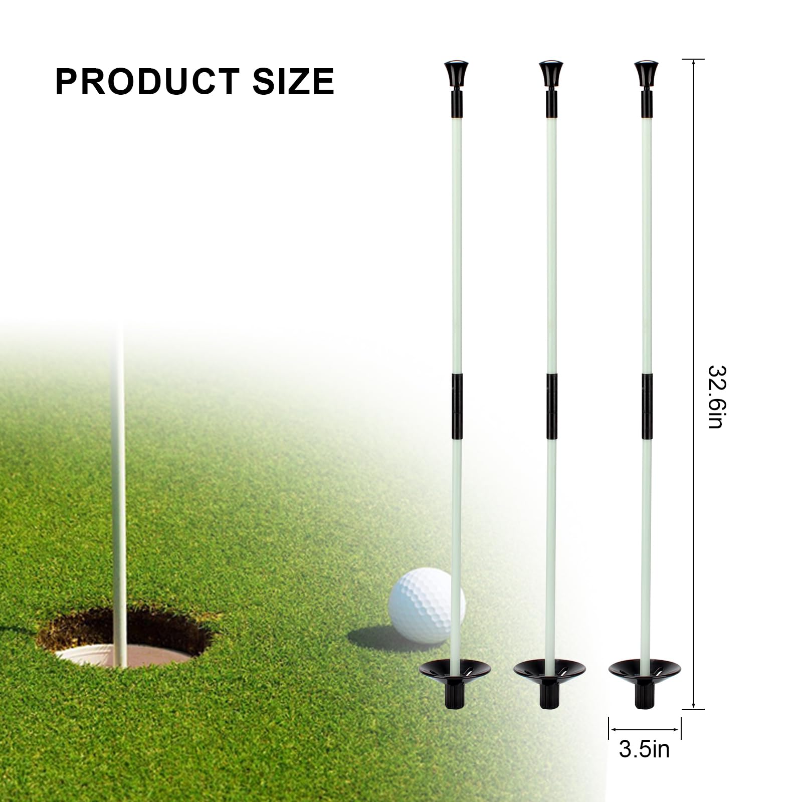 Golfflaggenstab, Golfstock-Pin, Flaggenmast, tragbar, abnehmbares Design, Übungs-Putting grüne Flagge, Stick für Hof, Club, Hinterhof, Golfplatz, 91 cm Höhen erhältlich, 3 Stück