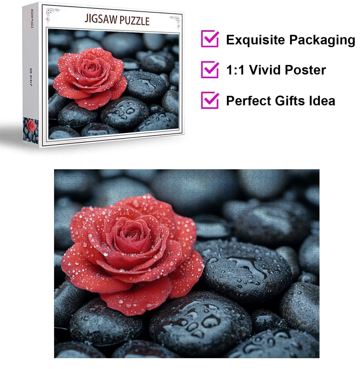 Puzzle 3000 elementów dla dorosłych, gry rodzinne, kwiat róża, n-282