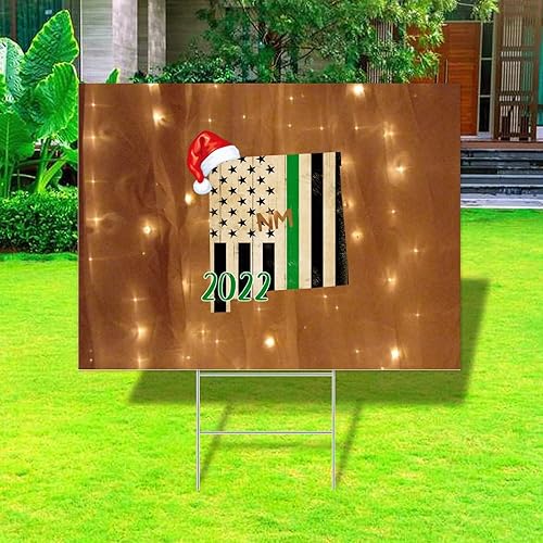 State 2022 H Sign US State American Flag Cut Out Outline 2022 New Mexico Yard Sign 2-Sided Print Fade Resistant Ink with Metal H-Stake Custom Lawn