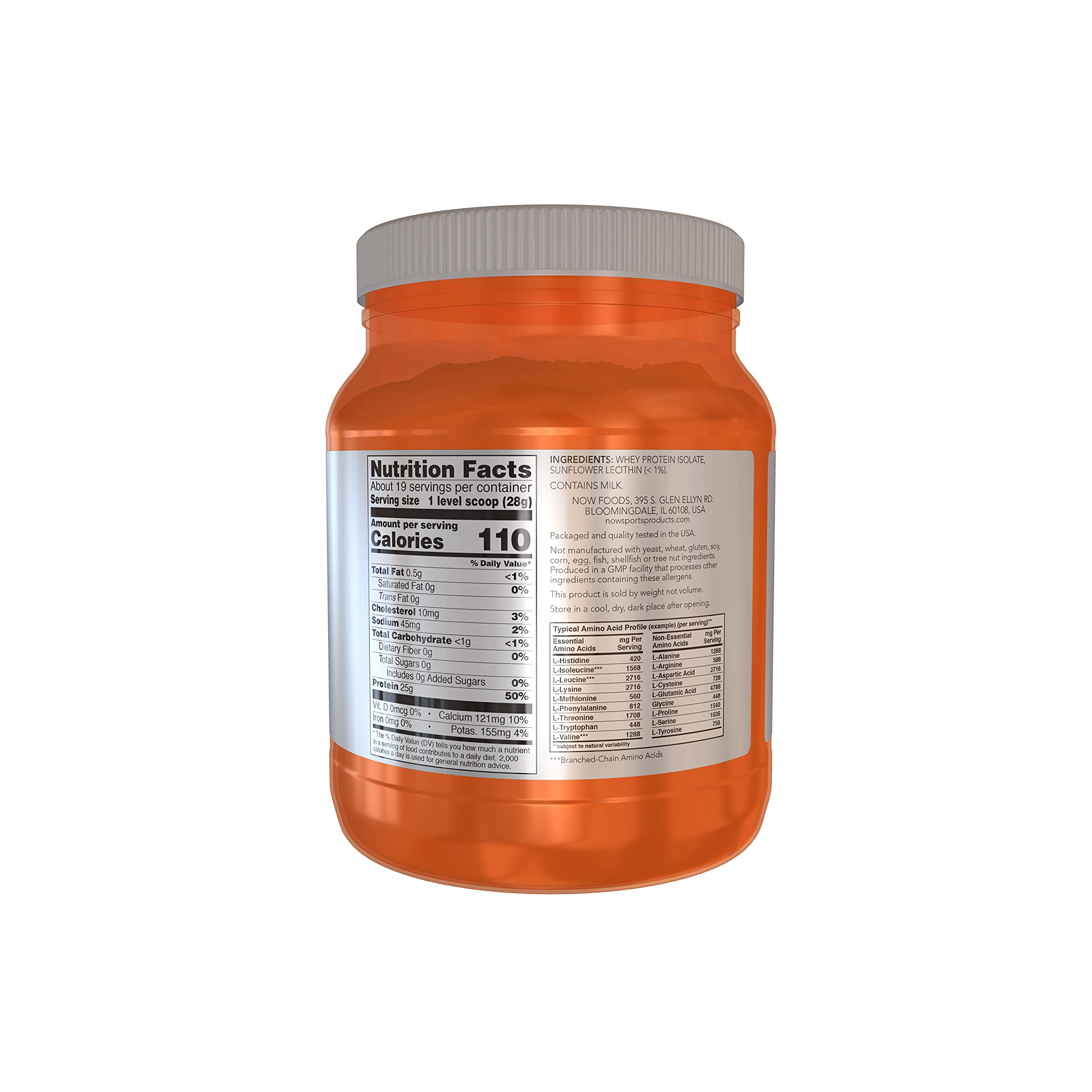 NOW Sports Nutrition, Whey Protein Isolate, 25 G With BCAAs, Unflavored