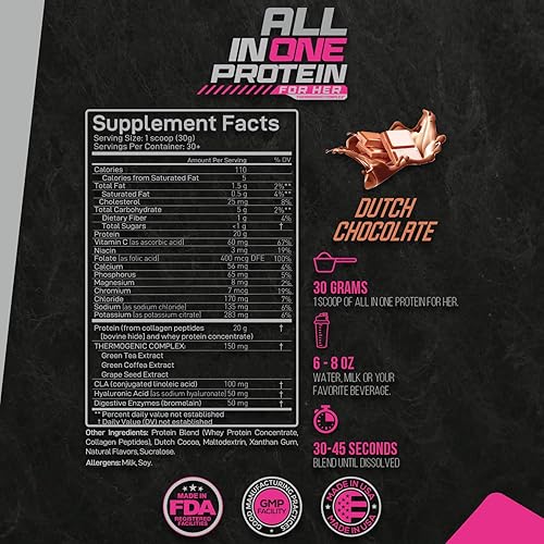 Vista 3 de Forzagen All in One Protein for Her Women’s Protein Powder with Multi Collagen Peptides Hydrolyzed Collagen Supplement, Gut Health, Great for