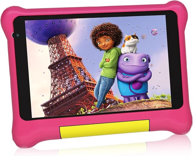 Nicewise 7 inch Kids Tablet with Quad Core Android 11, Parental Control, Kidoz Installed, Eye Protection, 32GB, Dual Camera, WiFi, Bluetooth, Learning Children Tablet for Kids with Case, Pink