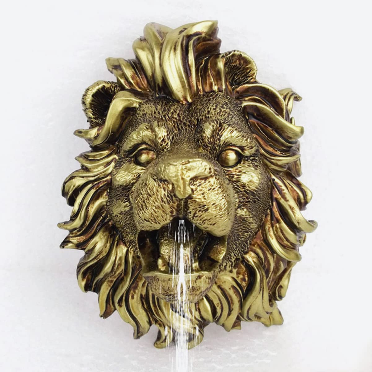 Housoutil Fuente De De Pared Caño De Fuente Rociador De Piscina De Pared Característica del Estanque De Decoración De Animales Cascadas Resina Natural Lavabo Jarra