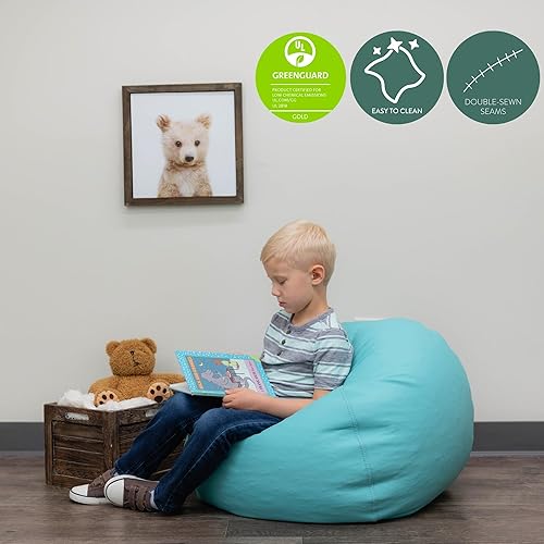 Miniatura 3 de Children's Factory Puf redondo de 26 pulgadas, puf con funda resistente al agua para niños, asiento flexible para aula primaria, fácil de limpiar,