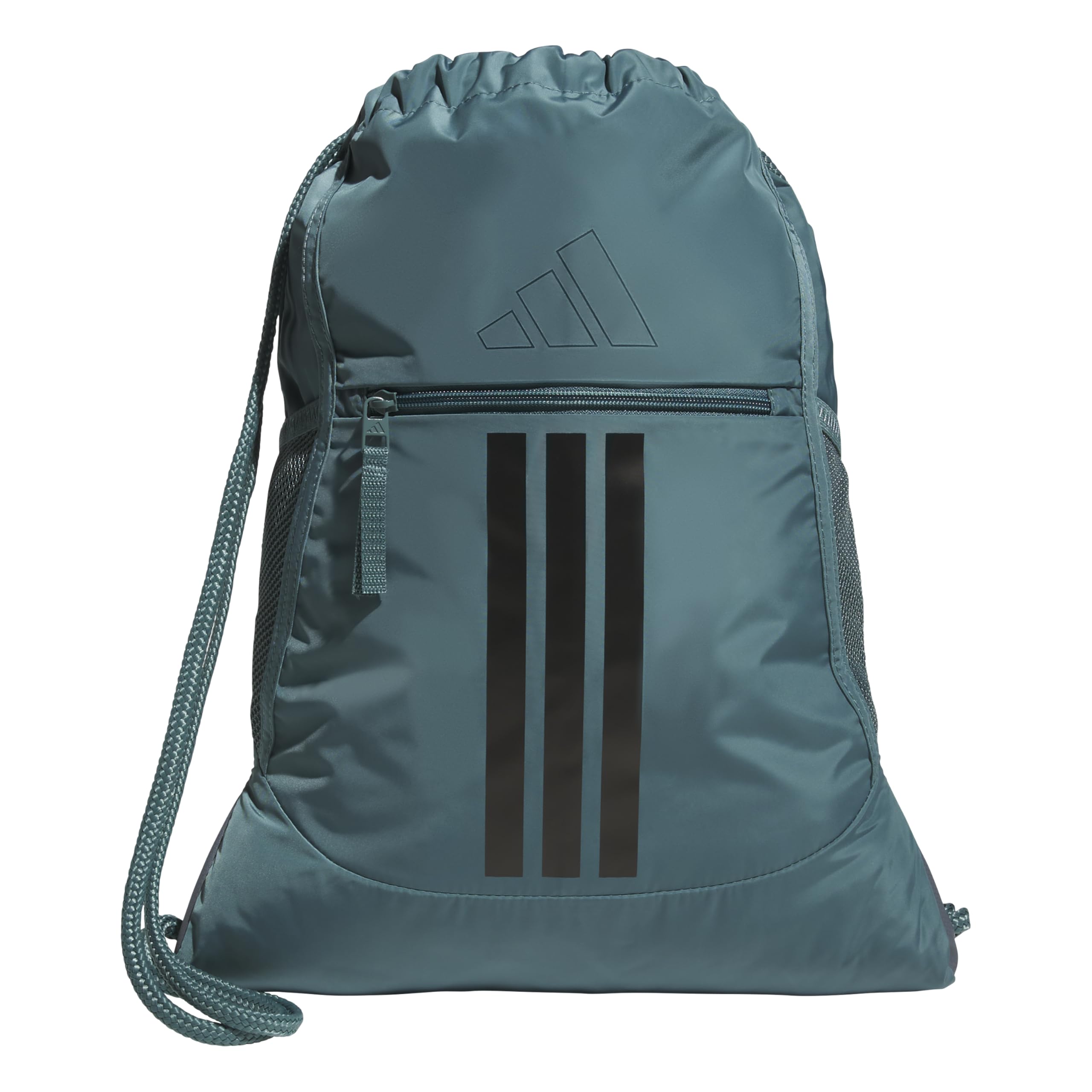 adidas Alliance Sackpack Drawstring Bag | Drawstring Closure, Lightweight, Durable Build, Roomy Compartment, Gym Practice & Game-Day Ready, Locks In Your Phone One Size Preloved Teal Green/Black/3