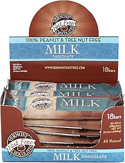 Vermont Nut Free Chocolates Small Bar (Milk Chocolate) 1.35 Ounce Bars, 18 Count, Nut-Free, Egg-Free, Kosher