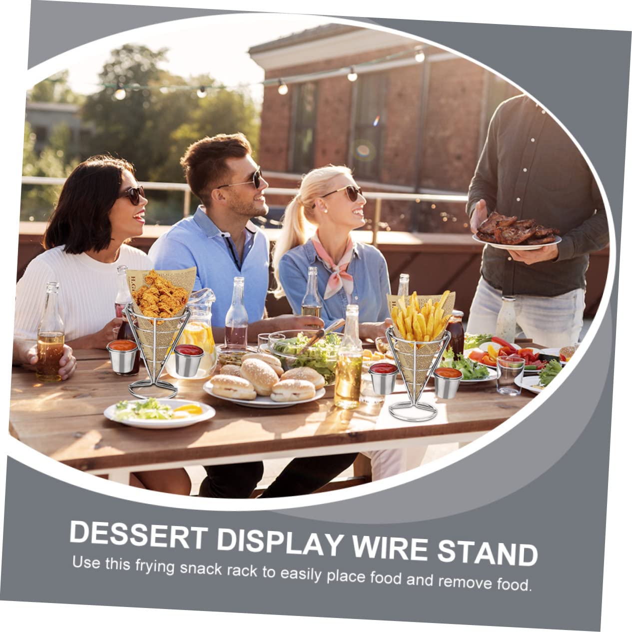 BRIGHTFUFU 3pcs French Fries Holder Iron Snack Brackets Versatile Rack Supplies for Restaurant