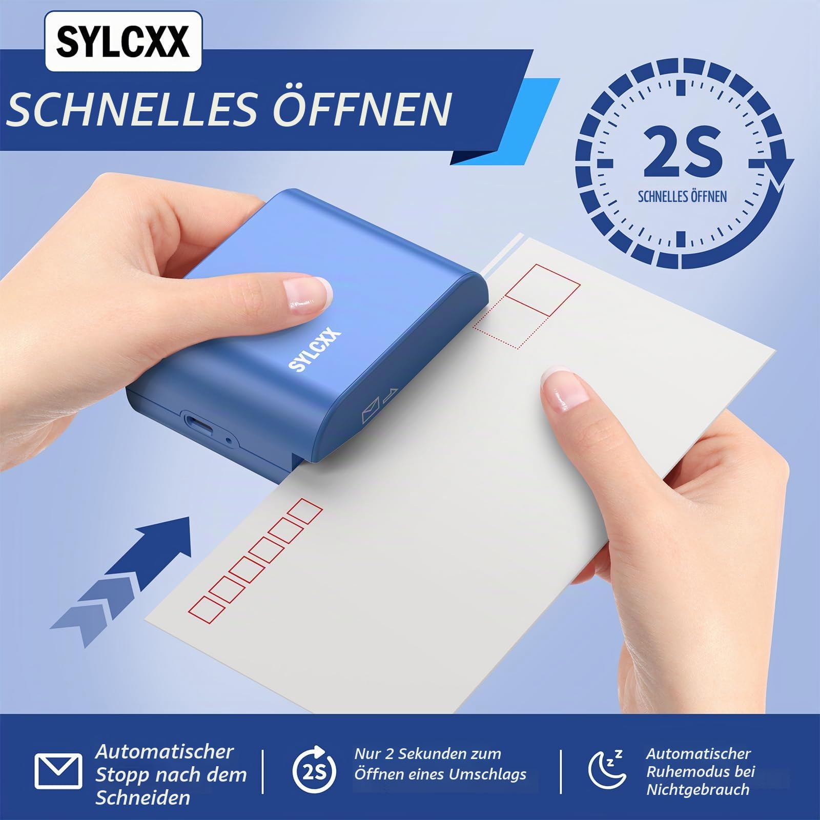 Wiederaufladbarer elektrischer Brieföffner – Elektrischer Umschlagöffner, Brieföffner, Umschlagschneider für Büro- und Heimschreibtische, Brieföffner mit sicherem Schneiden und tragbarem Design