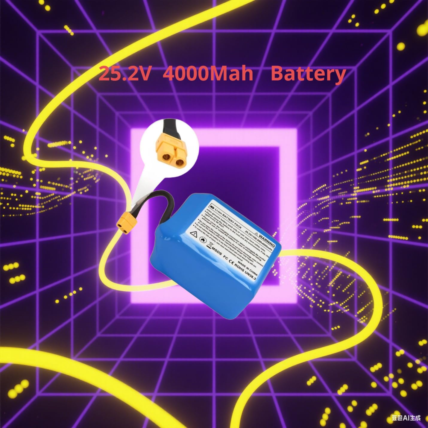 Hoverboard Battery Pack 25.2V 4000mAh Li-ion, Fits 42V Hoverboards, Includes XT60 and SL60 Connectors