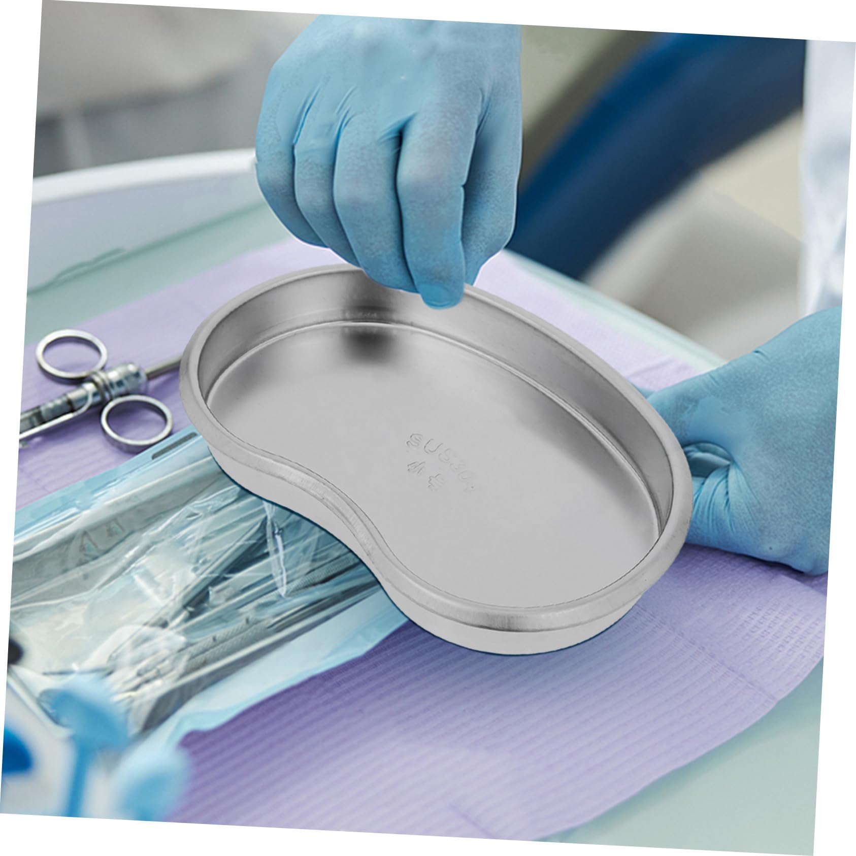 Cabilock Bandeja Oval de Acero Inoxidable Resistente Costuras para Instrumentos Médicos Reutilizable y Prueba de Fugas para Uso Clínico y Quirúrgico de Pequeño
