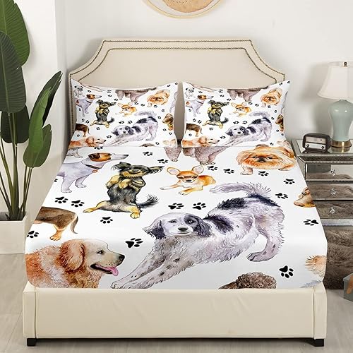 Miniatura 4 de Feelyou Juego de sábanas bohemias de teñido anudado morado y verde azulado, sábanas de estilo gitano bohemio en espiral, sábana bajera ajustable de