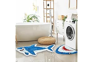 Shark Bath Mat: 2-Piece Aqua Haven for Your Little Adventurer's Undersea Odyssey