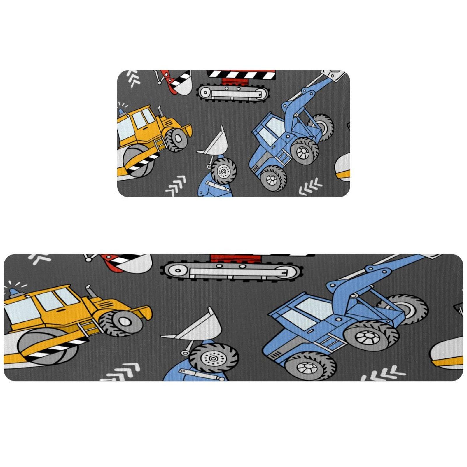 Tapis de cuisine motif camions de chantier antidérapants lavables