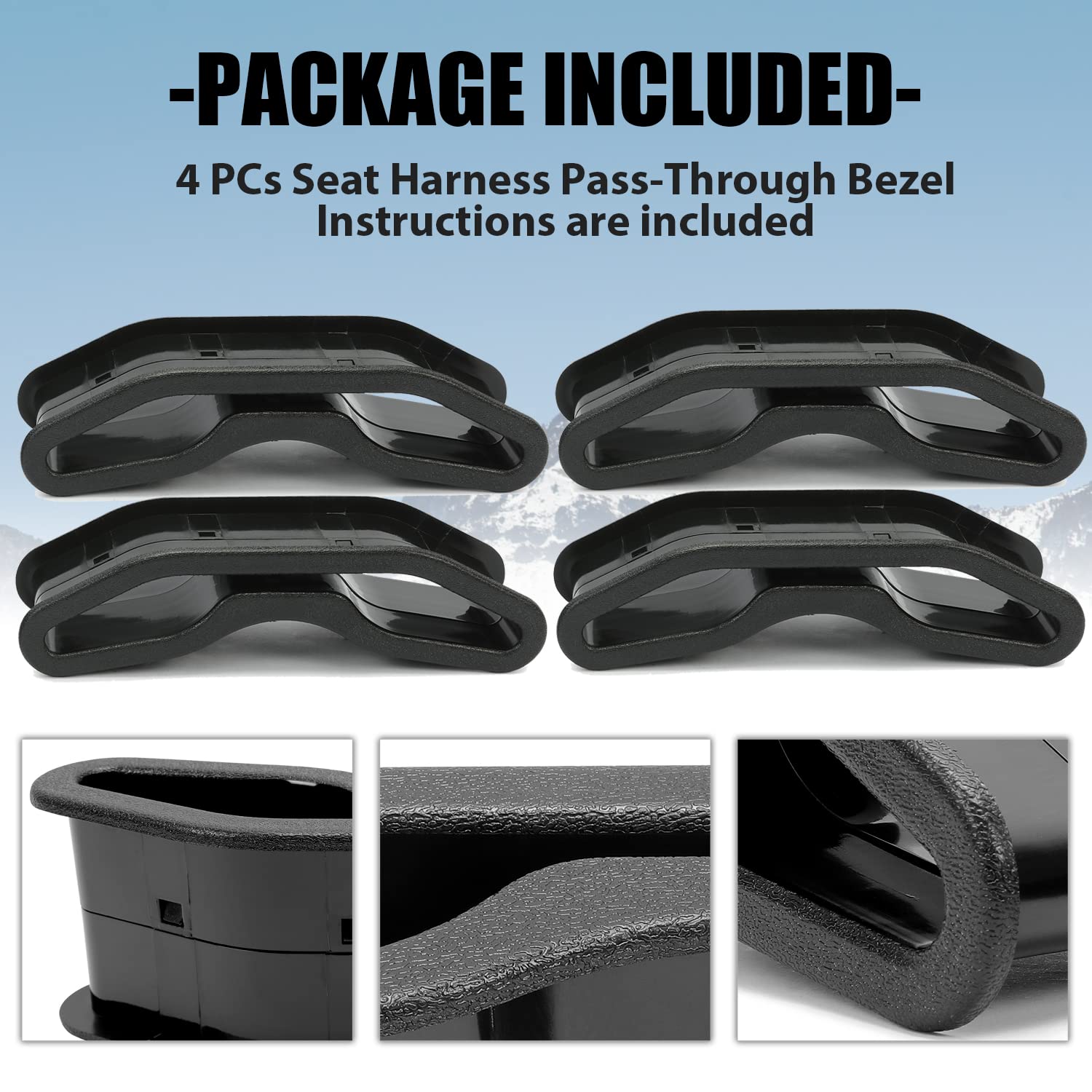Chelhead UTV Harness Pass-Through Bezels 4-Pack - Compatible With Polaris RZR XP 1000 & 900 Models