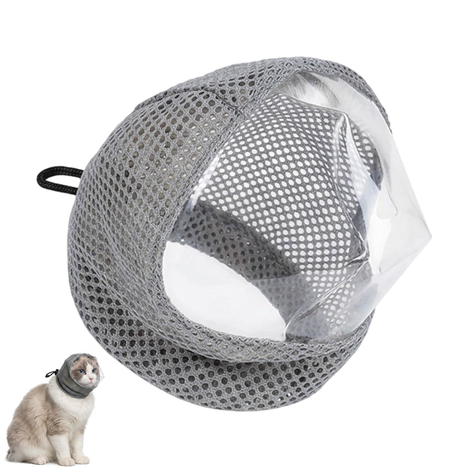 Cat Muzzle, Cat Grooming Head Cover with Adjustable Fit, Bite Protection for Veterinary Visits and Nail Trimming, Transparent Design for Clear Visibility and Comfort