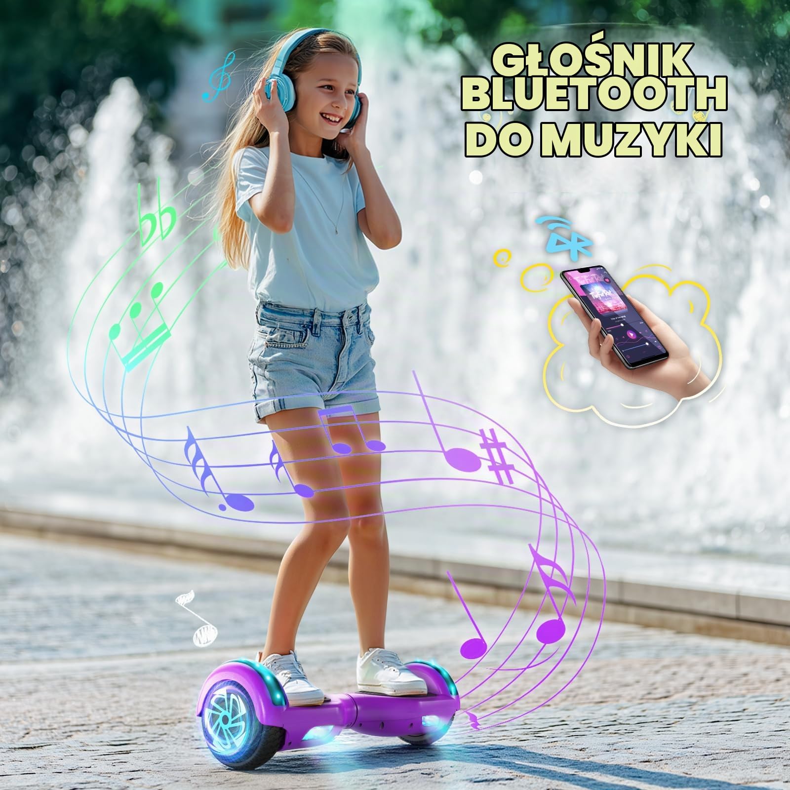 SISIGAD Hoverboard for Kids Ages 6-12, with Built-in Bluetooth Speaker and 6,5" Colorful Lights Wheels, Safety Certified Self Balancing Scooter Gift for Kids