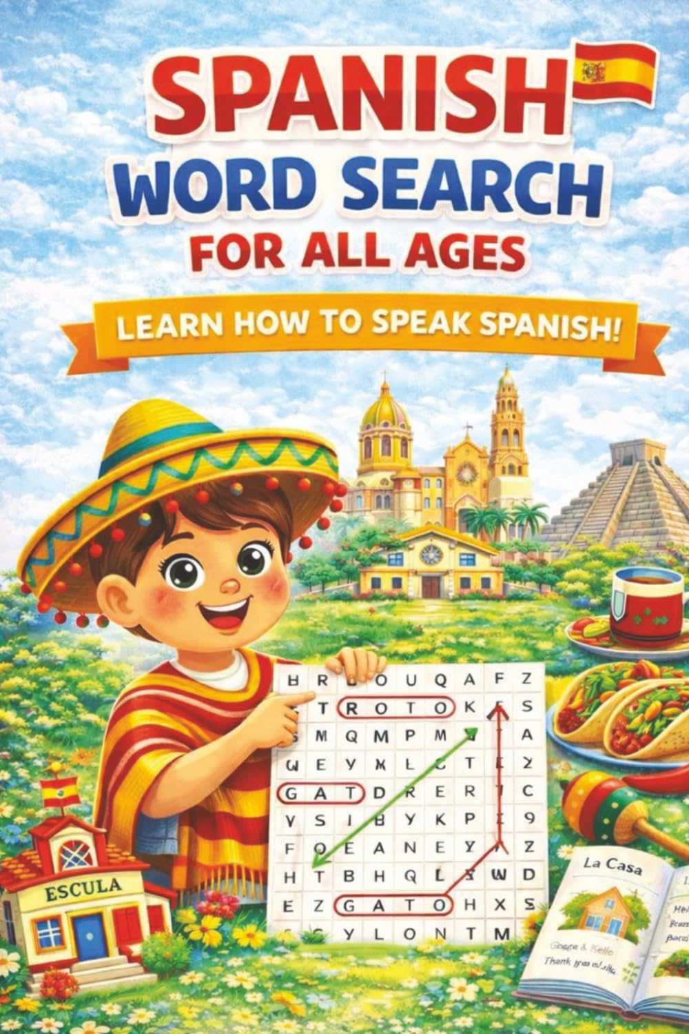 Spanish Word Search Puzzle Book: Fun & Educational Spanish Word Search Puzzles to Build Vocabulary and Language Skills