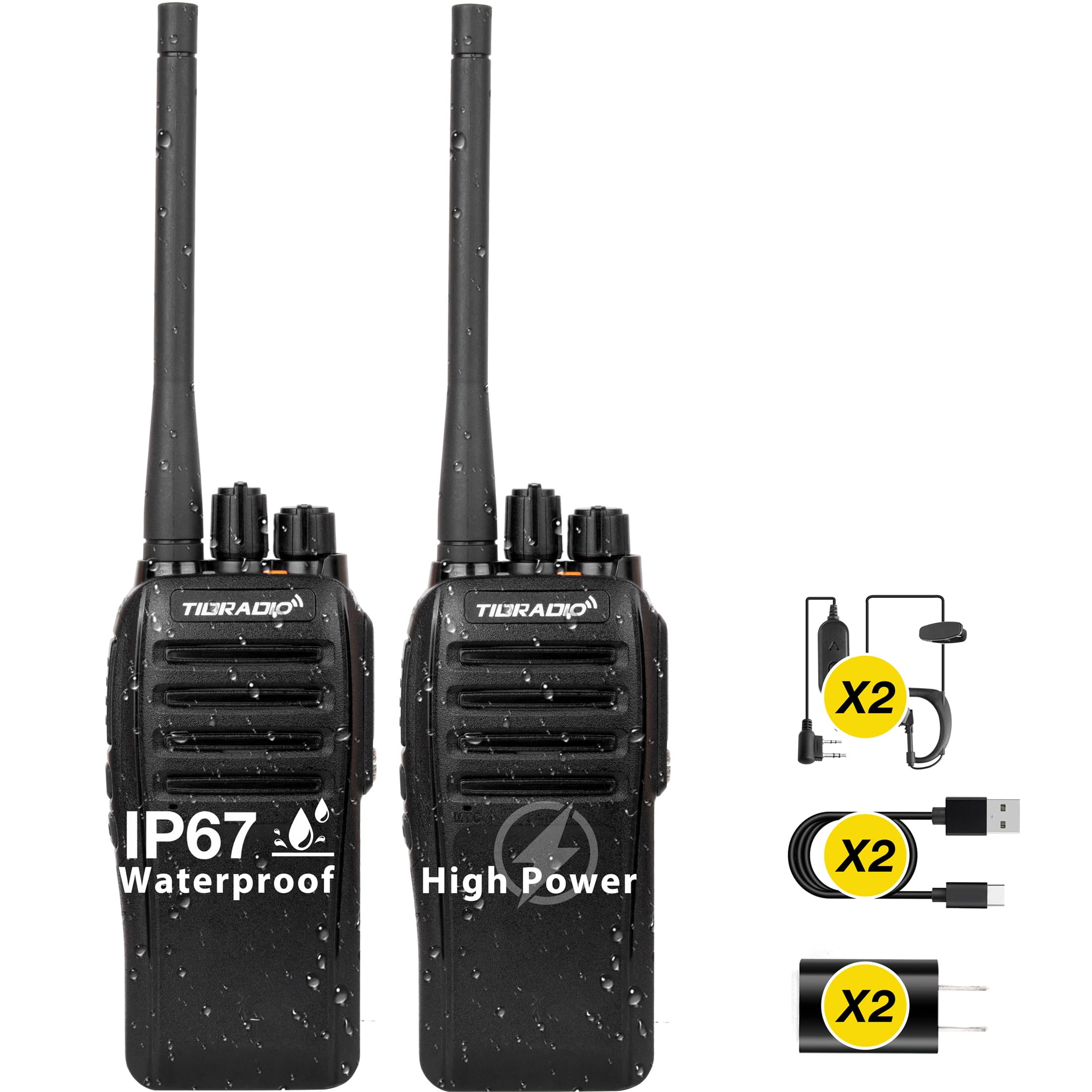 Amazon.com: TIDRADIO 10W Heavy Duty Walkie Talkies IP67 Waterproof