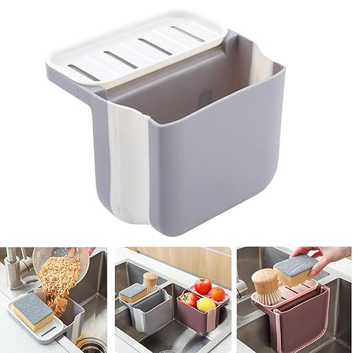 Cubo de basura separador seco y húmedo, mini cubos de basura de cocina, colador de fregadero de esquina, cesta de drenaje retráctil para fregadero