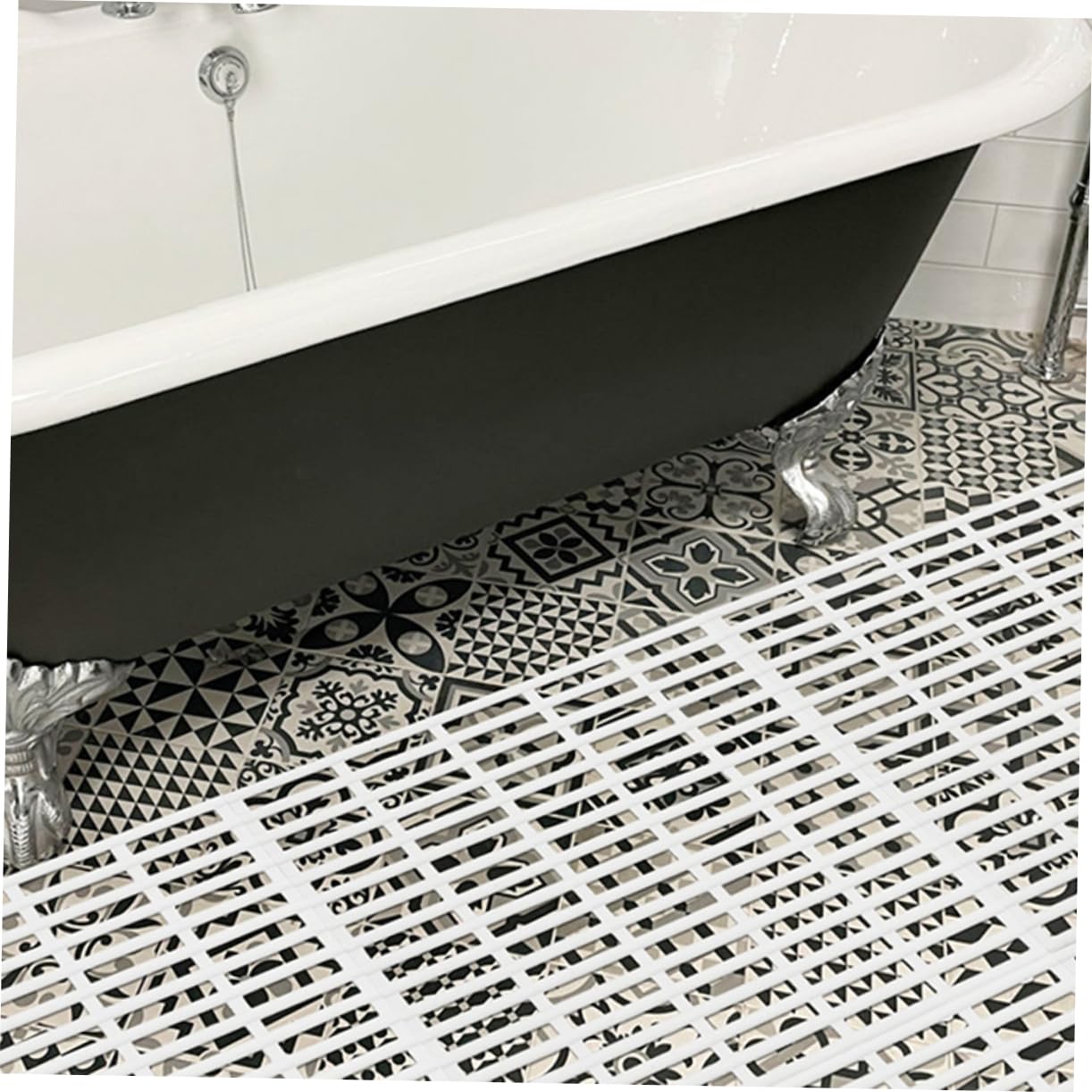 Tappetino Antiscivolo Bagno Tpe Bianco 4 Pezzi Quadrato