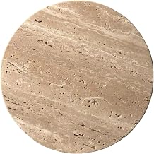 Natural Round Marble Tray Smooth Pastry Board Dessert Cheese Coffee Double Sided Matte Beige Travertine