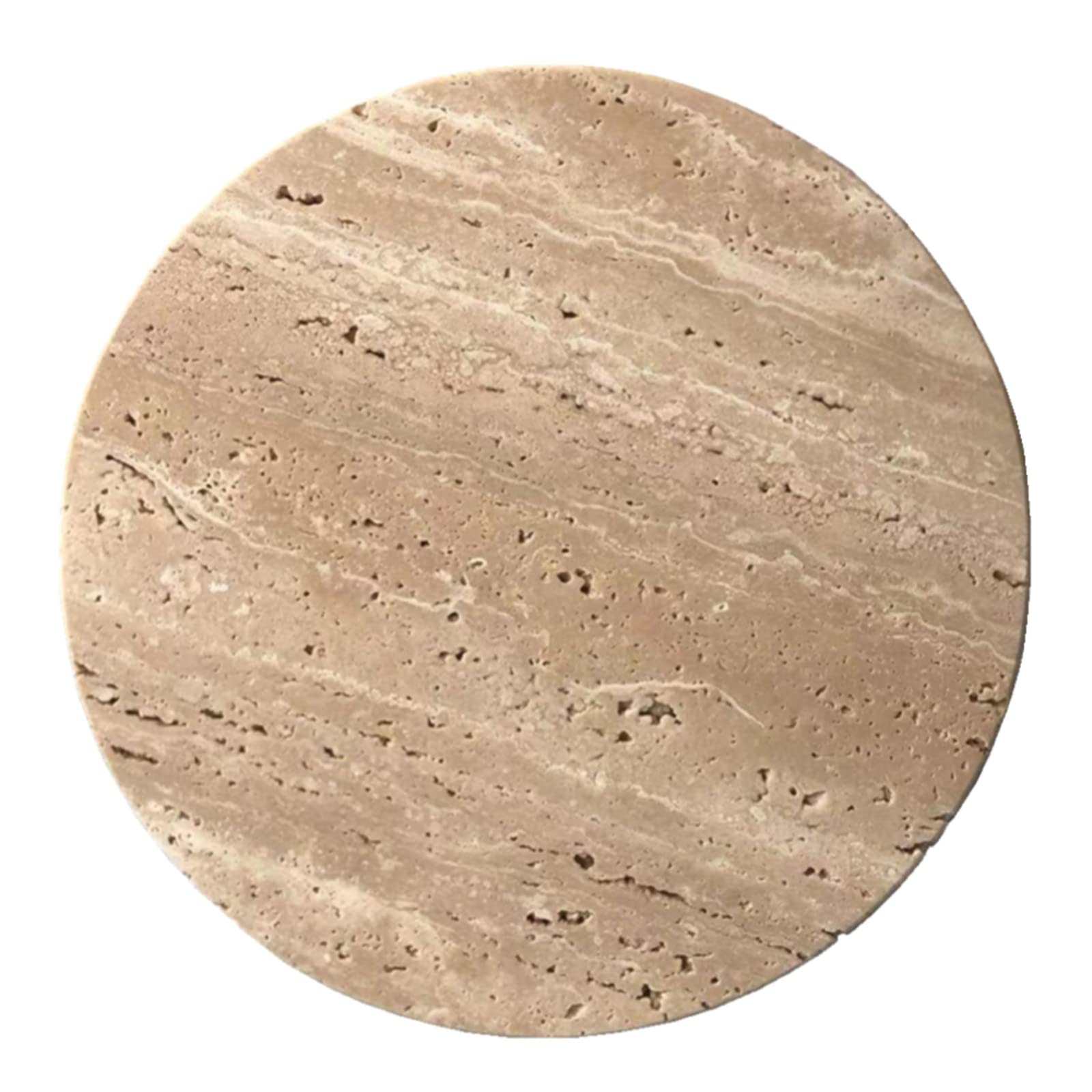 Natural Round Marble Tray Smooth Pastry Board for Desserts, Cheese, Coffee, Matte on Both Sides (Beige Travertine)