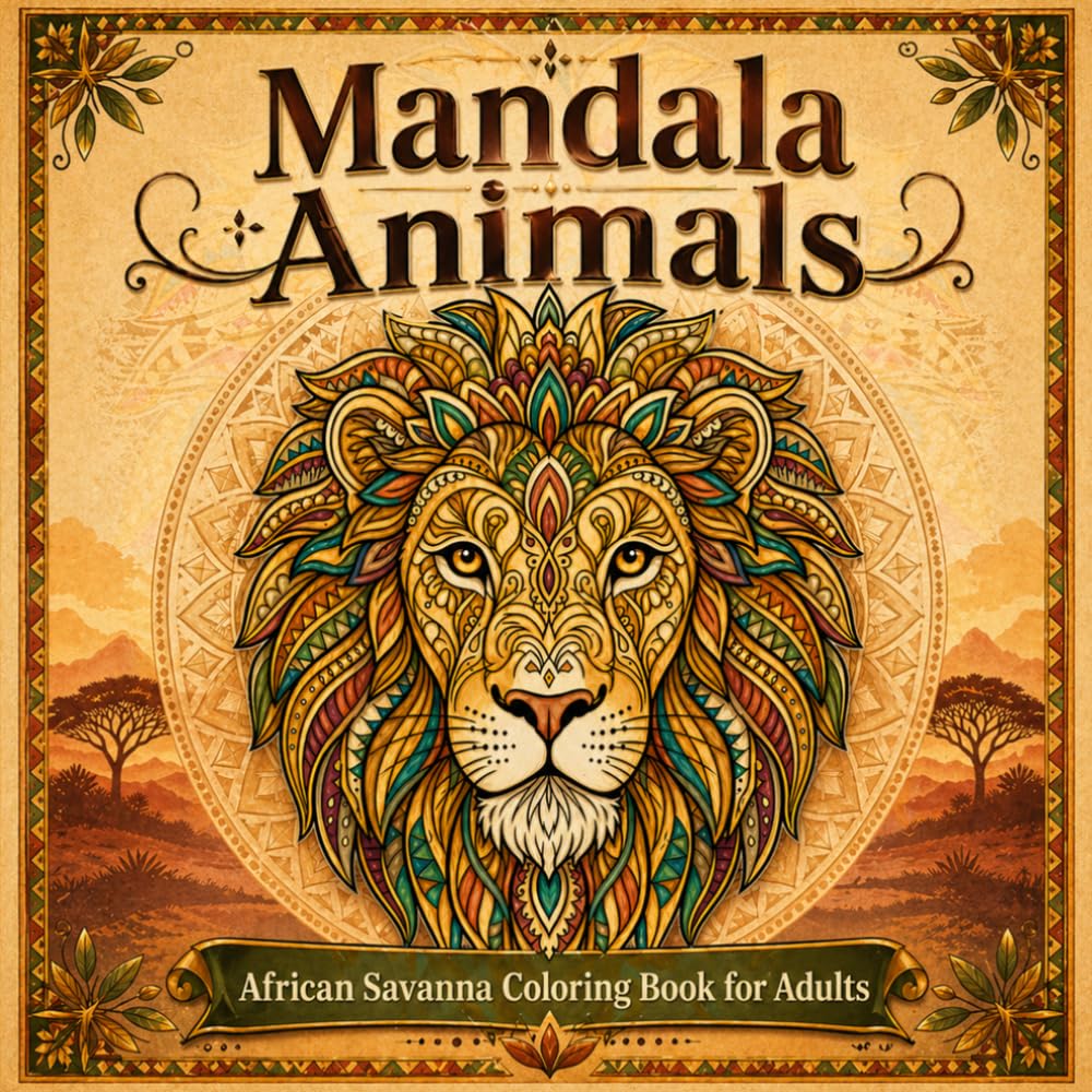 Mandala Animals: African Savanna Coloring Book for Adults
