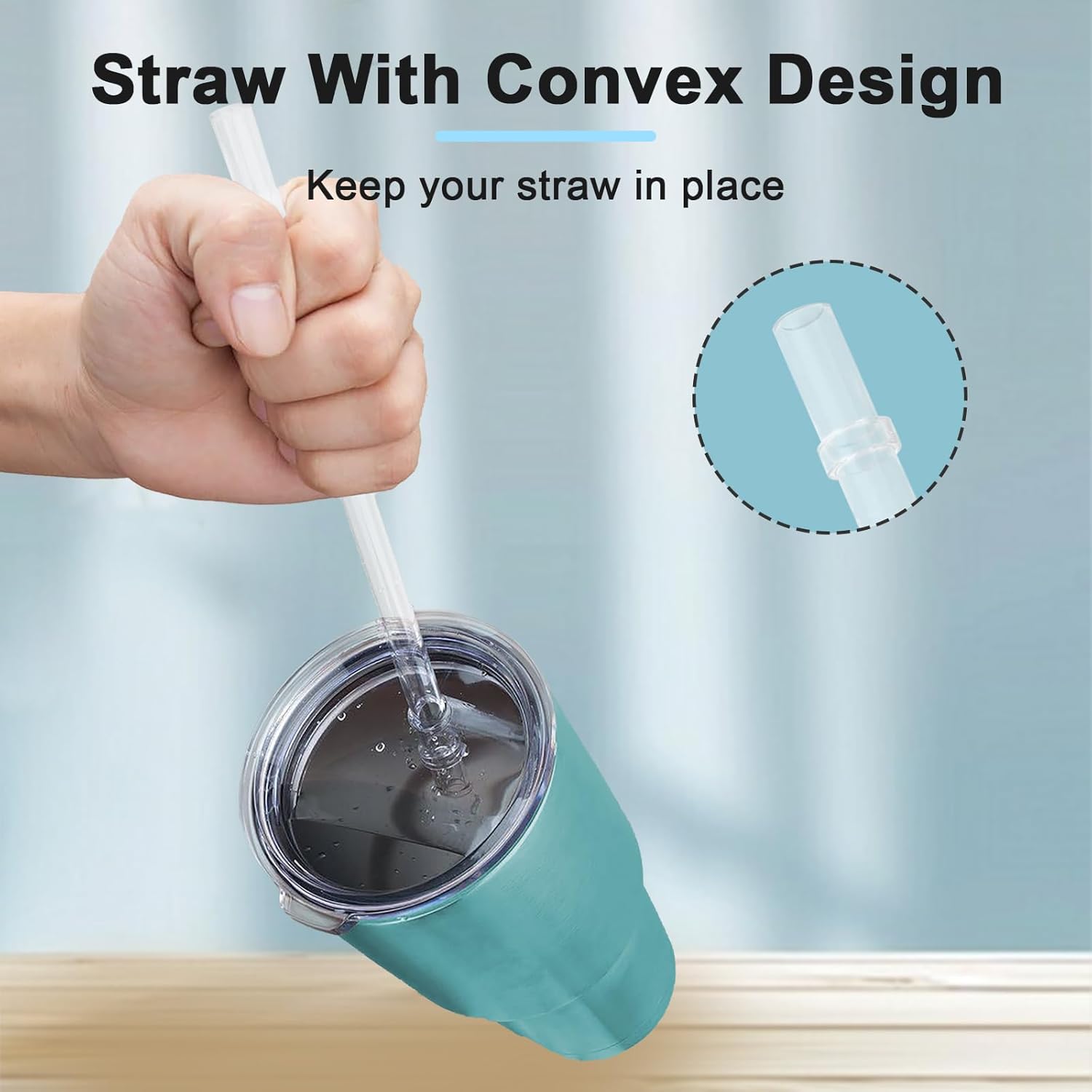 2 PCS Straw Lid for 20oz Yeti Tumbler, Transparent Tumbler Straw Lid Top Replacement Compatible with 20oz Yeti Rambler Straws Mug, Spill Proof Cup Cover with Straws and Cleaning Brush - Image 4