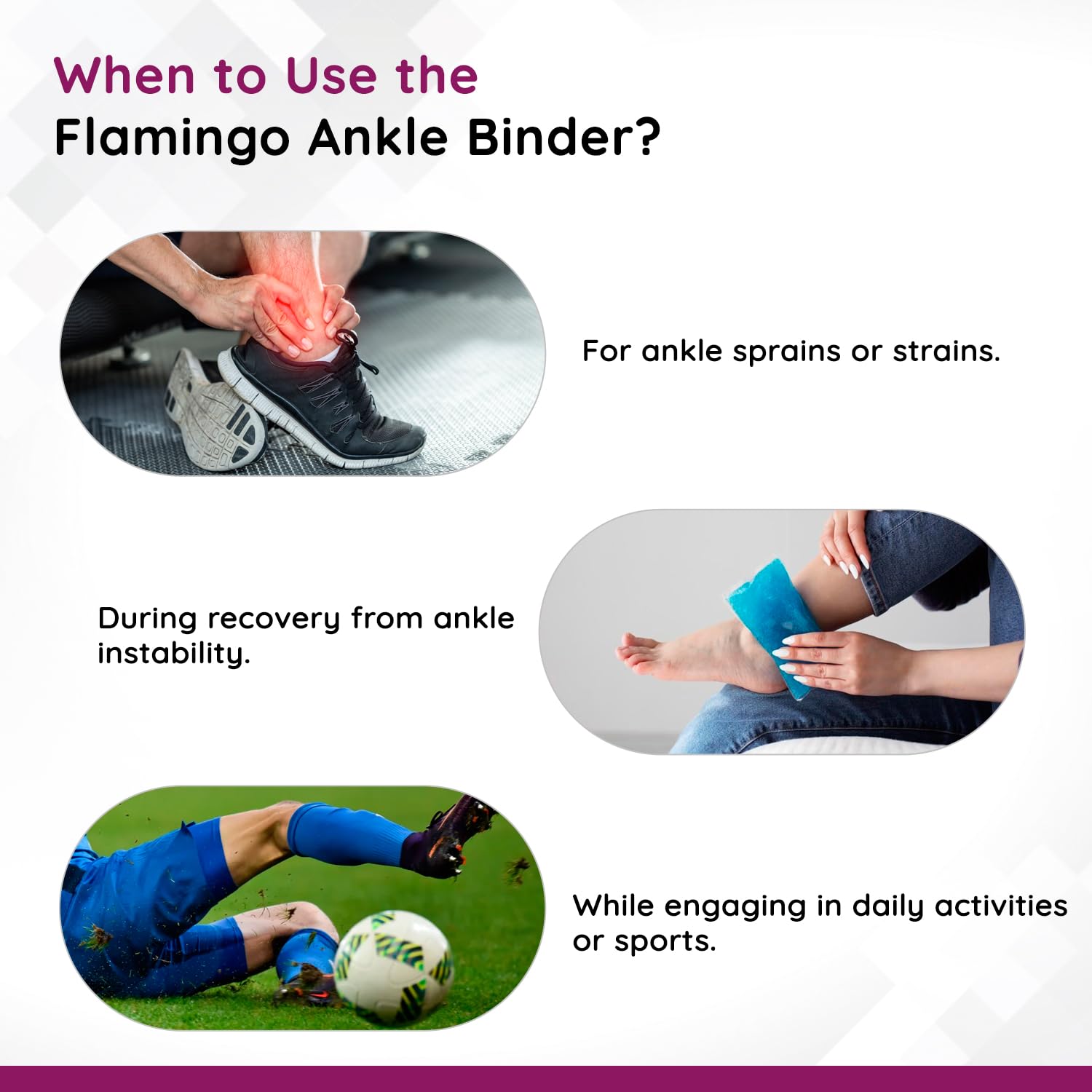 Flamingo Elastic Ankle Binder XXL Support Strap For Pain Relief & Injury Recovery | Adjustable Guard For Men & Women | Compression Bandage For Sprains, Swelling & Sports | Black | Pack of 1 - Image 3 thumbnail