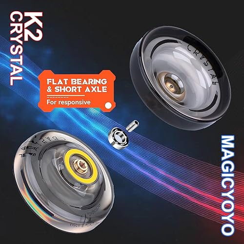 Miniatura 5 de MAGICYOYO K2 Crystal Yoyo Yoyo profesional sensible para principiantes, yoyo de plástico con 5 cuerdas de yoyo, bolsa Yoyo + guante (K2-negro)